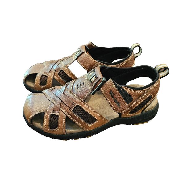 Thom McAn Men's Size 7 Sandals Fisherman Brown Leather Upper Gorpcore Rugged - Picture 1 of 9